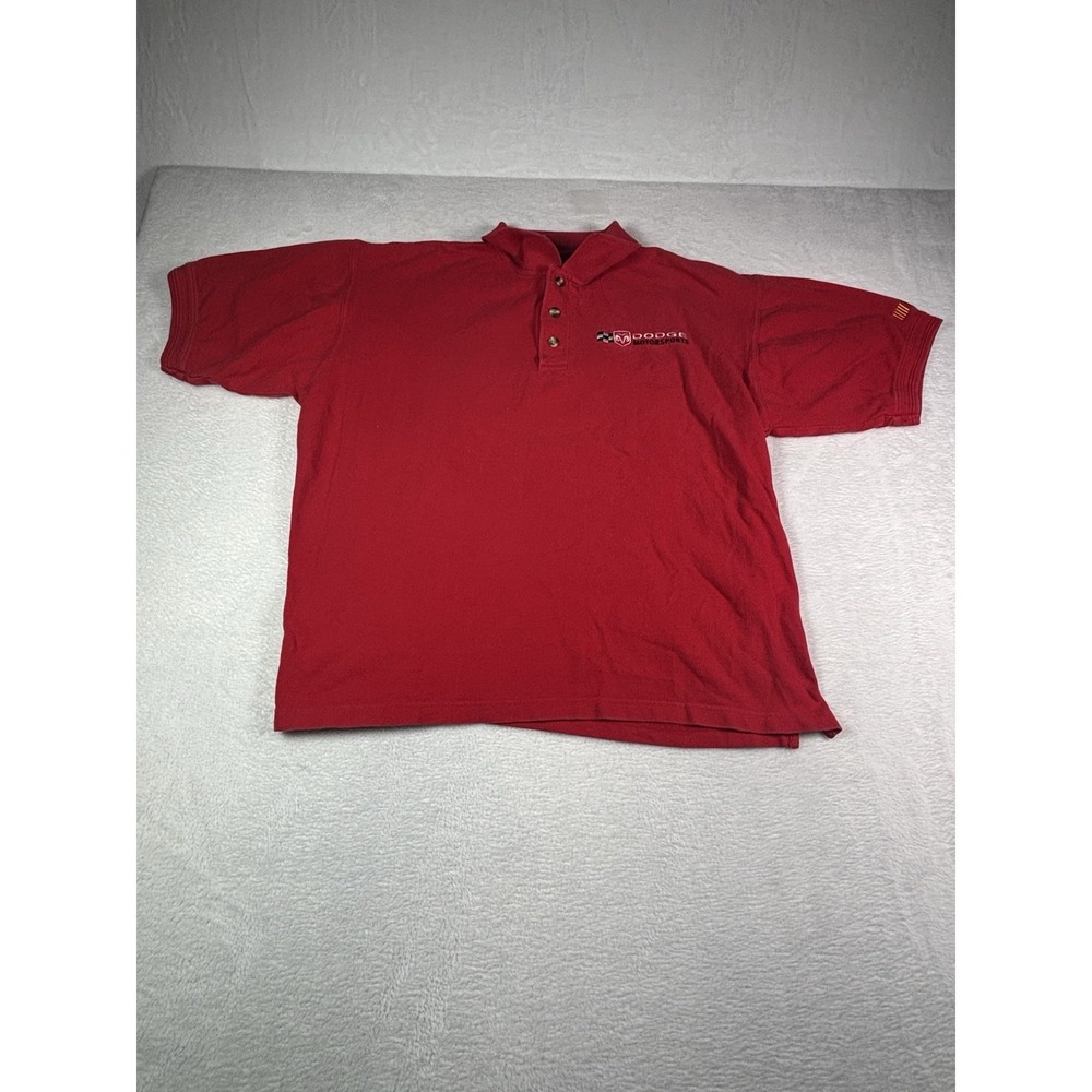 Vintage Checkered Flag Sports NASCAR Dodge Motorsports Polo Shirt Red XL